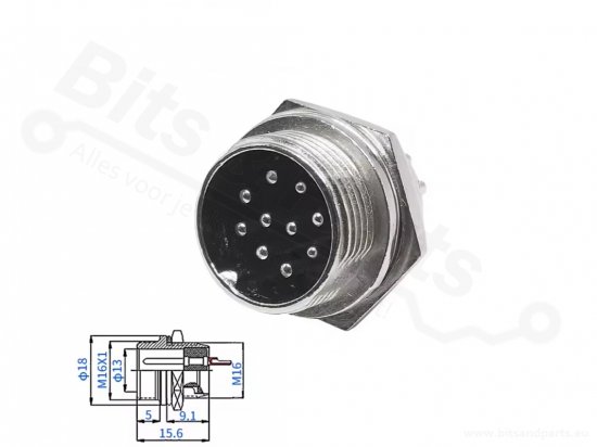Signal connector Aviation GX16 10 pin male/female